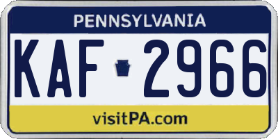 PA license plate KAF2966