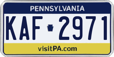 PA license plate KAF2971