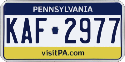 PA license plate KAF2977
