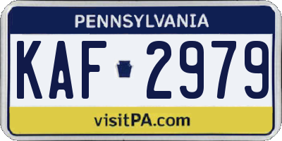 PA license plate KAF2979