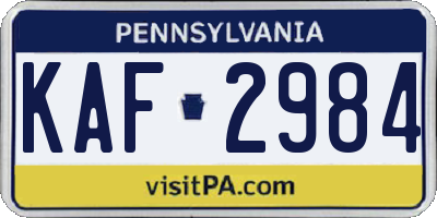 PA license plate KAF2984