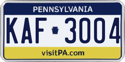 PA license plate KAF3004