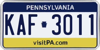 PA license plate KAF3011