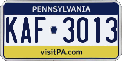 PA license plate KAF3013