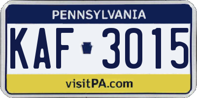 PA license plate KAF3015