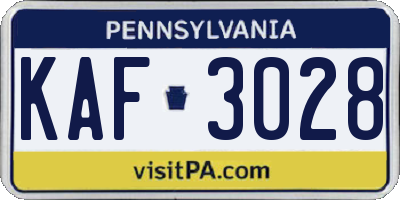 PA license plate KAF3028