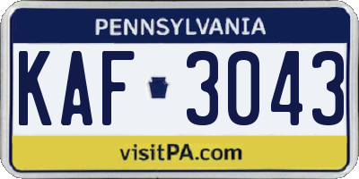 PA license plate KAF3043