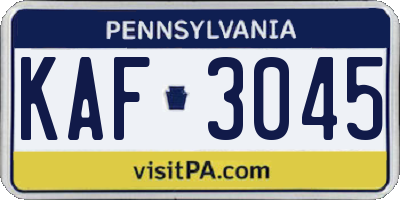 PA license plate KAF3045