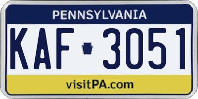 PA license plate KAF3051