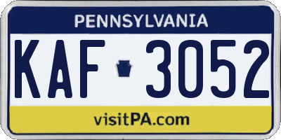 PA license plate KAF3052