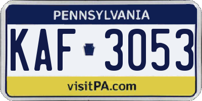 PA license plate KAF3053