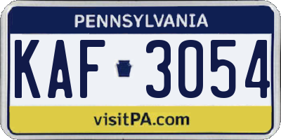 PA license plate KAF3054