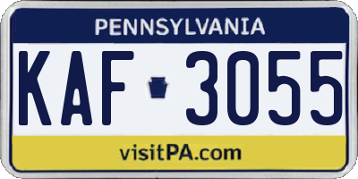PA license plate KAF3055