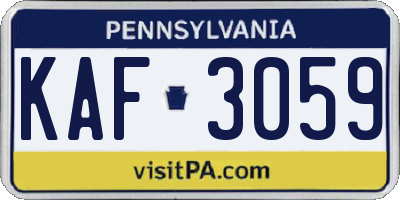 PA license plate KAF3059