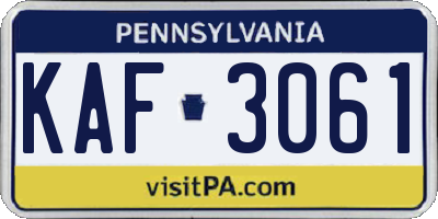 PA license plate KAF3061