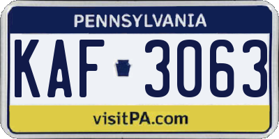 PA license plate KAF3063