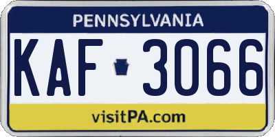 PA license plate KAF3066