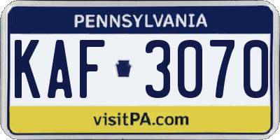 PA license plate KAF3070