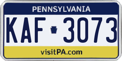PA license plate KAF3073