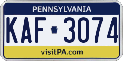 PA license plate KAF3074