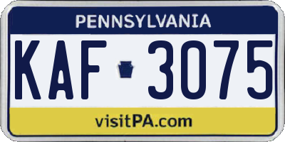PA license plate KAF3075
