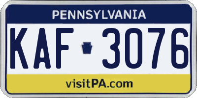 PA license plate KAF3076