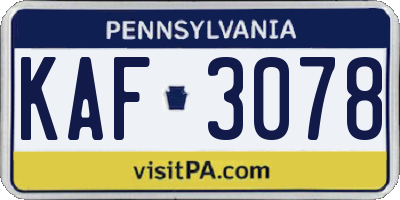 PA license plate KAF3078