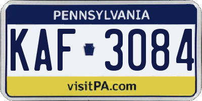 PA license plate KAF3084