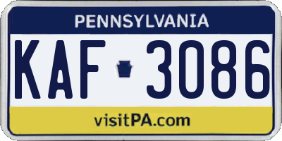 PA license plate KAF3086