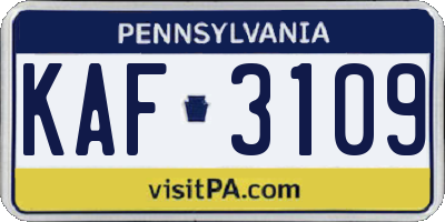 PA license plate KAF3109