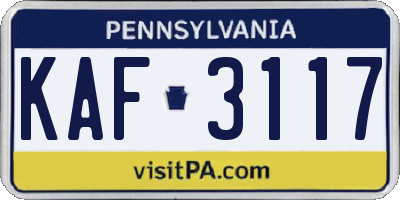 PA license plate KAF3117