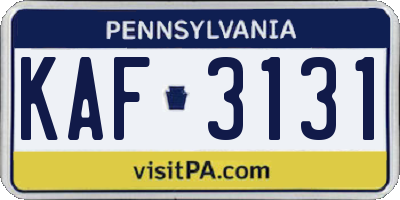 PA license plate KAF3131