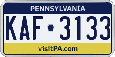 PA license plate KAF3133