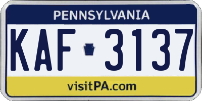 PA license plate KAF3137