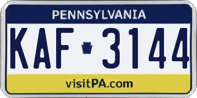 PA license plate KAF3144