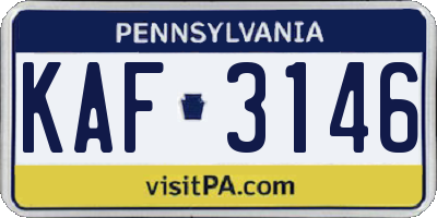 PA license plate KAF3146