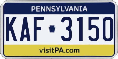 PA license plate KAF3150