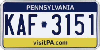 PA license plate KAF3151