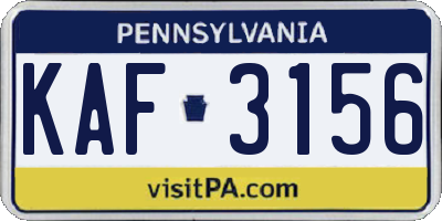 PA license plate KAF3156