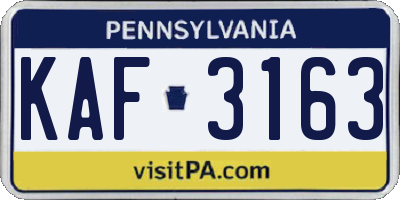 PA license plate KAF3163