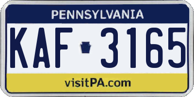 PA license plate KAF3165