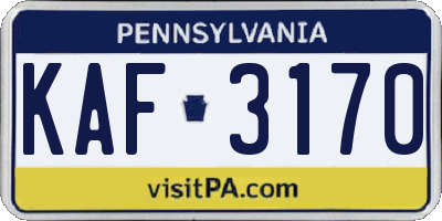 PA license plate KAF3170