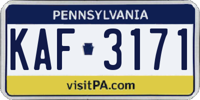 PA license plate KAF3171