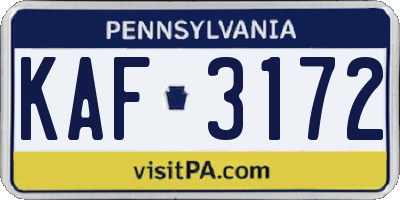 PA license plate KAF3172