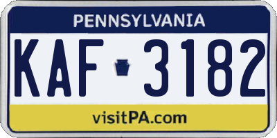 PA license plate KAF3182