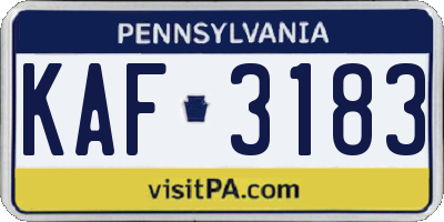 PA license plate KAF3183