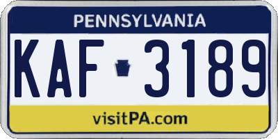 PA license plate KAF3189