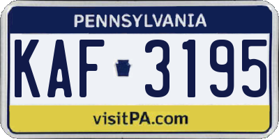PA license plate KAF3195