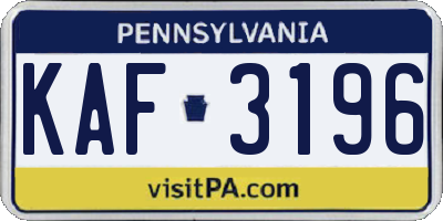 PA license plate KAF3196