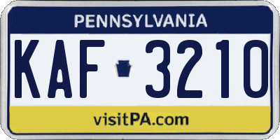 PA license plate KAF3210
